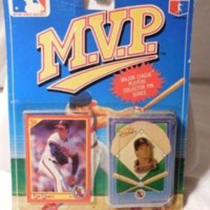 MLB Jim Abbott Baseball Card and Pin California Angels 1990 M.V.P.